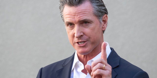 California Gov. Gavin Newsom speaks in Los Angeles, Nov. 10, 2021. 