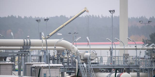 FILE: 16 November 2021, Mecklenburg-Western Pomerania, Lubmin: View of pipe systems and shut-off devices at the gas receiving station of the Nord Stream 2 Baltic Sea pipeline. 