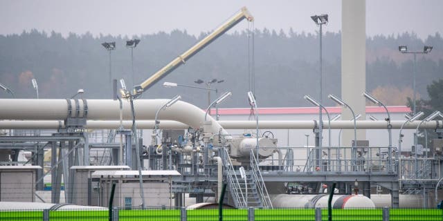 FILE: 16 November 2021, Mecklenburg-Western Pomerania, Lubmin: View of pipe systems and shut-off devices at the gas receiving station of the Nord Stream 2 Baltic Sea pipeline. 