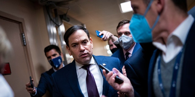 Sen. Marco Rubio, a Republican from Florida, arrives for a vote in the U.S. Capitol in Washington, D.C., on Thursday, Dec. 2, 2021. 