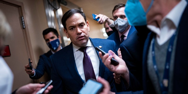 Sen. Marco Rubio, a Republican from Florida, arrives for a vote in the U.S. Capitol in Washington, D.C., on Thursday, Dec. 2, 2021.