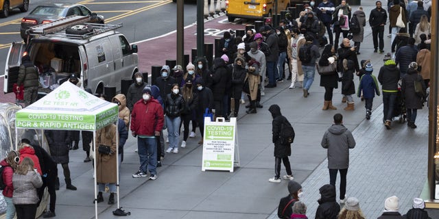 A line outside a Covid-19 mobile testing site.