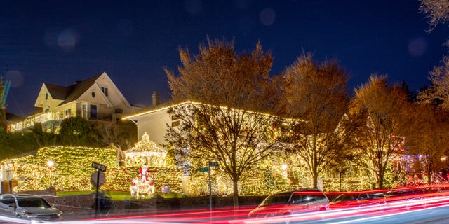 A house is decorated for the Christmas holiday season in Dyker Heights.