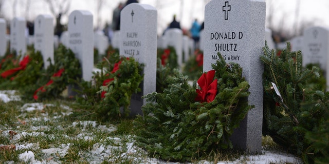 Wreaths Across America at Indiantown Gap National Cemetery in 2017. Volunteers placed nearly 30,000 wreaths throughout the cemetery. Photo by Susan L. Angstadt, 12-16-17.