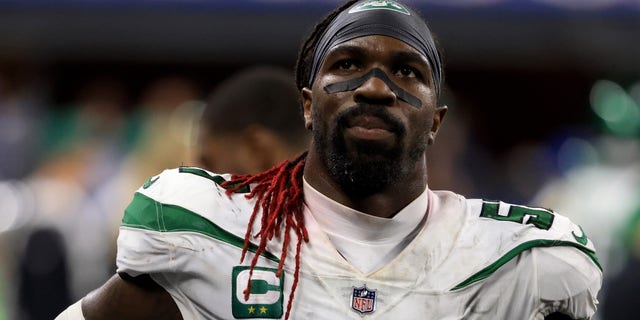 C.J. Mosley (57) of the New York Jets on the sidelines in the game against the Indianapolis Colts at Lucas Oil Stadium on Nov. 4, 2021, in Indianapolis, Indiana.