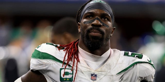 C.J. Mosley (57) of the New York Jets on the sidelines in the game against the Indianapolis Colts at Lucas Oil Stadium on Nov. 4, 2021, in Indianapolis, Indiana. 