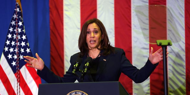 U.S. Vice President Kamala Harris speaks during an infrastructure announcement at AFL-CIO December 16, 2021 in Washington, DC. 