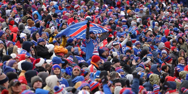 Buffalo Bills fans watch their team play against the Carolina Panthers at Highmark Stadium on Dec. 19, 2021, in Orchard Park, New York.