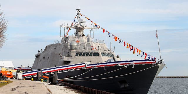 The USS Milwaukee, the only naval ship to date to be commissioned in her namesake city, in the state she was built, sits docked at Veterans Park in Milwaukee, Wisconsin on Nov. 20, 2015. (Photo By Raymond Boyd/Getty Images)