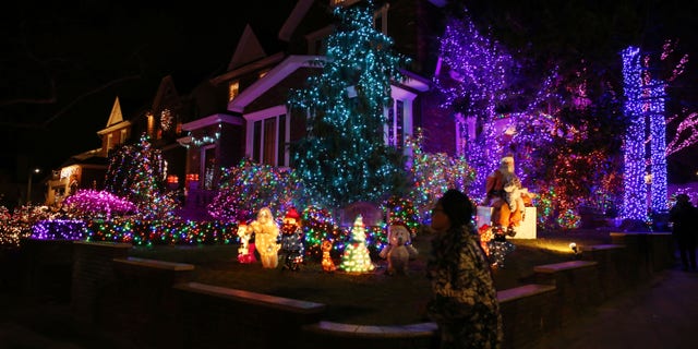 Houses are decorated ahead of Christmas in Dyker Heights neighborhood in Brooklyn.
