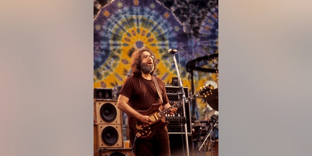 Jerry Garcia performing with the Grateful Dead at the Greek Theater in Berkeley on September 13, 1981.