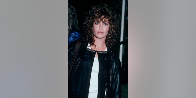Actress Kelly LeBrock being photographed on Nov. 13, 1985, at Spago Restaurant in West Hollywood, California. 