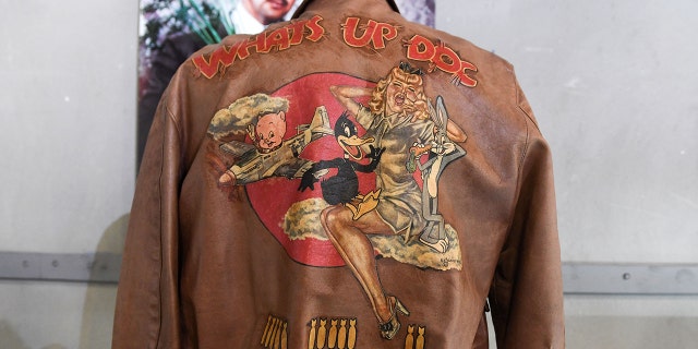 A custom leather jacket owned by actor Mel Blanc is displayed during the preview of Julien's Auctions' year-end event ‘Icons and Idols: Hollywood’ in Beverly Hills, California.