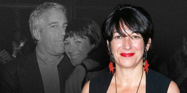 A photo illustration of Ghislaine Maxwell attending Nationlal Urban Tech Center in 2014 in in New York City and an image of her and Jeffrey Epstein.