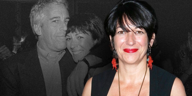 A photo illustration of Ghislaine Maxwell attending Nationlal Urban Tech Center in 2014 in in New York City and an image of her and Jeffrey Epstein.