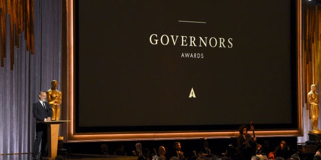 Tom Hanks speaks at the Governors Awards Oct. 27, 2019, a Los Angeles.