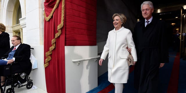 Former U.S. President Bill Clinton and First Lady Hillary Clinton arrive for the Presidential Inauguration of Trump at the U.S. Capitol in Washington, D.C., U.S., January 20, 2017.