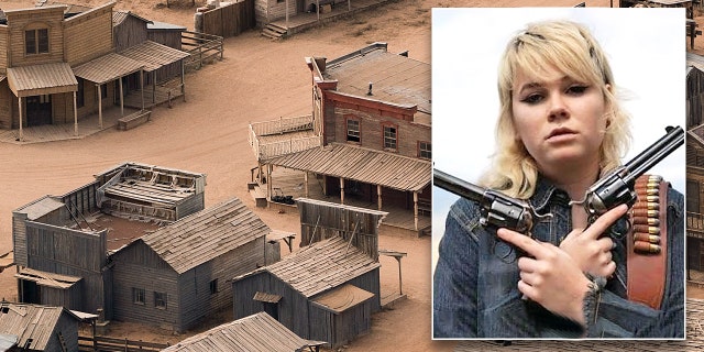 "Rust" armorer Hannah Gutierrez Reed was limited to eight paid days to oversee weapons and training and was assigned otherwise to lighter duties as a props assistant. This aerial photo shows the Bonanza Creek Ranch in Santa Fe, New Mexico, Oct. 23, 2021. 