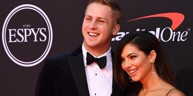 Jared Goff y Christen Harper en el 2019 Premios ESPY en Los Ángeles.