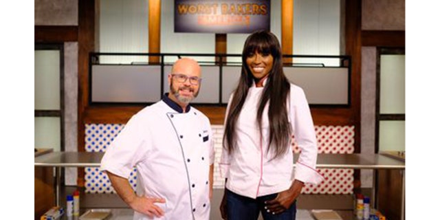 Jason Smith (left) is a celebrity chef and TV judge on the Food Network's 'Best Bakers in America' and 'Worst Bakers in America.' To his right, is fellow judge Lorraine Pascale.