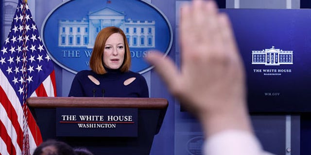 WASHINGTON, DC - DECEMBER 10: White House Press Secretary Jen Psaki speaks to reporters in the Brady Press Briefing Room at the White House on December 10, 2021 in Washington, DC. (Photo by Chip Somodevilla/Getty Images)