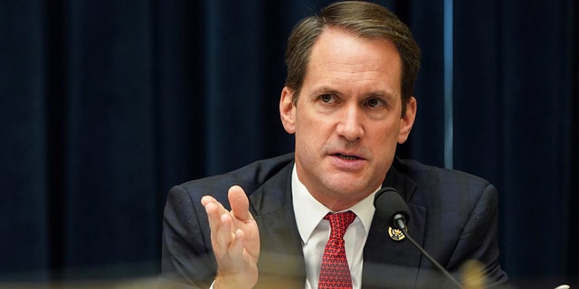 FILE - Rep. Jim Himes, D-Conn., asks a question during a House Financial Services Committee hearing on Capitol Hill in Washington, Sept. 22, 2020. REUTERS/Joshua Roberts/Pool
