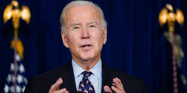 FILE - President Biden speaks about the severe weather that impacted at least five states and left widespread devastation at the Chase Center in Wilmington, Del., Saturday, Dec. 11, 2021. 