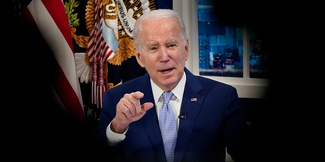 President Biden speaks during a meeting with his task force on supply chain issues Wednesday, Dec. 22, 2021, on the White House campus in Washington. 