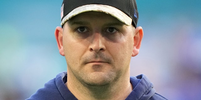 New York Giants head coach Joe Judge walks off the field after the game against the Miami Dolphins at Hard Rock Stadium on Dec. 5, 2021, in Miami Gardens, Florida.