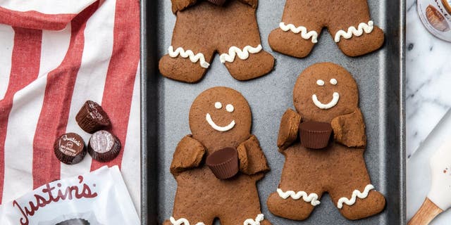 This gingerbread cookie recipe from Justin's is made with maple almond butter and peanut butter cups.