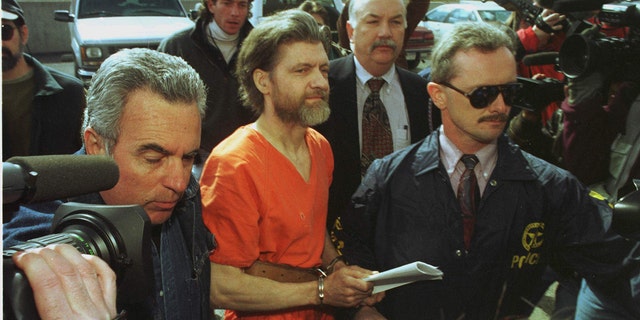 Theodore John Kaczynski is arraigned in the federal court building in Helena, Montana.