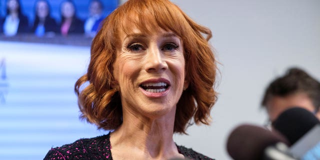 Comedian Kathy Griffin speaks at a news conference in Woodland Hills, Los Angeles, California, U.S., June 2, 2017. REUTERS/Ringo Chiu