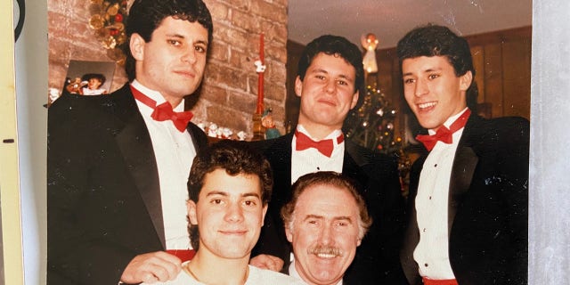 Brian Kilmeade (back row, center) is shown here some years ago with his two brothers, Jim and Steve, plus a cousin and uncle in front. As a little kid one Christmas, Kilmeade crept downstairs with his brothers to see what Santa brought them. But, as he explains, "that's not the rest of the story."