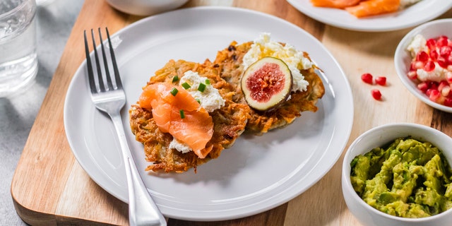 Latke toppings board from the American Egg Board (America’s Egg Farmers)