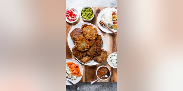 Latke toppings board from the American Egg Board (America’s Egg Farmers)