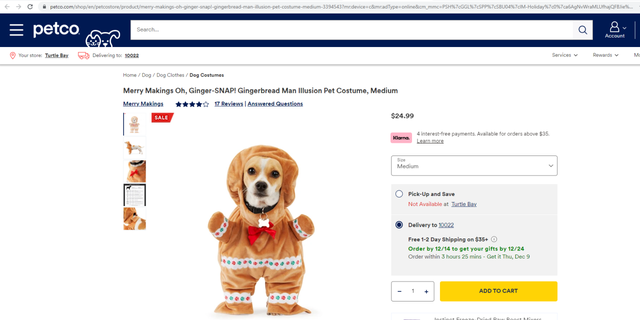 Merry Markings Oh, Ginger-SNAP! Gingerbread Man Illusion Pet Costume