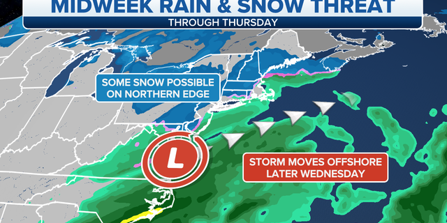 Midweek eastern rain and snow threat  