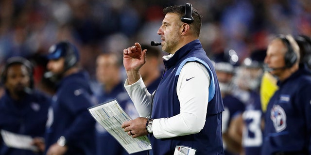 Tennessee Titans head coach Mike Vrabel watches from the sideline in the first half of an NFL football game against the San Francisco 49ers Thursday, Dec. 23, 2021, in Nashville, Tenn.