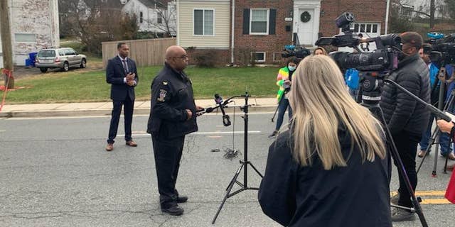 Montgomery County Police Chief Marcus Jones briefs the media following the officer involved shooting on Wayne Avenue in Silver Spring.