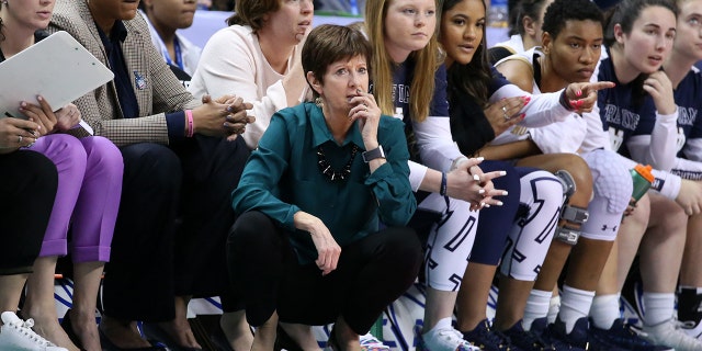GREENSBORO, NC - MARCH 04: Head coach Muffet McGraw of Notre Dame University during a game between Pitt and Notre Dame at Greensboro Coliseum on March 04, 2020 in Greensboro, North Carolina.