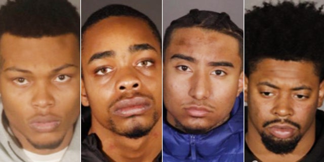 Jayon Sanders, Tyree Singleton, Abraham Castillo and Joshua Saulsberry were arrested Tuesday in connection with a "follow-home" robbery that led to shooting death of a man in November, the Los Angeles Police Department said.