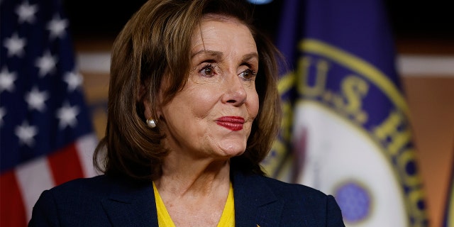 Speaker of the House of Representatives Nancy Pelosi, California, speaks to reporters during her weekly press conference at the U.S. Capitol Visitor Center on December 15, 2021 in Washington. (Photo by Chip Samodevila / Getty Images)