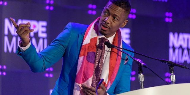 Nick Cannon speaks on stage during NATPE Miami 2020 - Iris Awards at Fontainebleau Hotel on January 22, 2020 in Miami Beach, Florida.