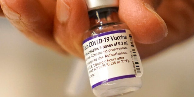 Dr. Manjul Shukla transfers Pfizer COVID-19 vaccine into a syringe, Thursday, Dec. 2, 2021, in Worcester, Mass. (AP Photo/Steven Senne, File) 