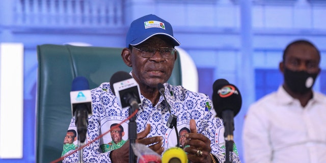 Teodoro Obiang Nguema Mbasogo, president of Equatorial Guinea, speaks during a press conference on Nov. 25, 2021.