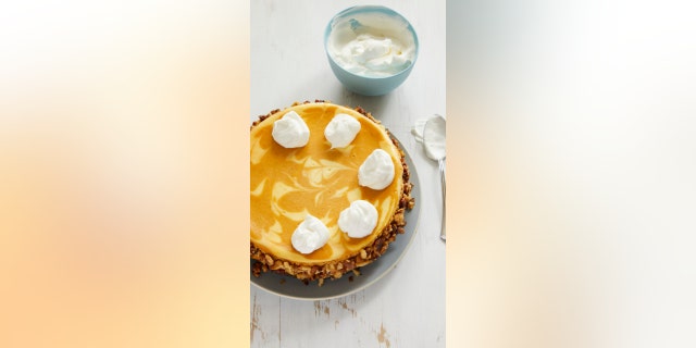 Pumpkin Swirl Cheesecake with Candied Walnuts