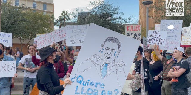 Demonstrators rally at Arizona State University over Kyle Rittenhouse.
