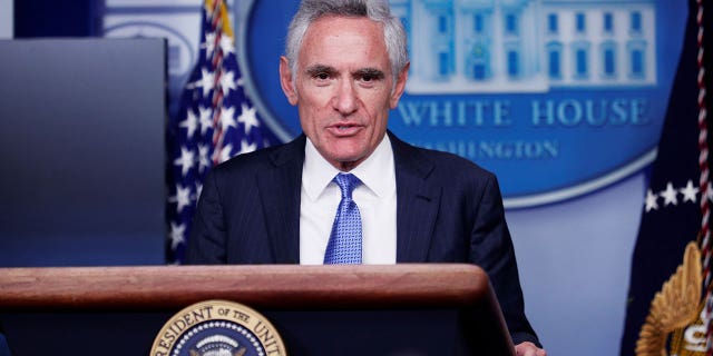 Then-White House pandemic adviser Scott Atlas speaks to reporters during a news conference in the Brady Press Briefing Room at the White House in Washington, U.S., September 23, 2020.