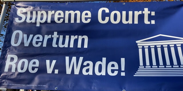 A pro-life activist held this sign outside the Supreme Court.