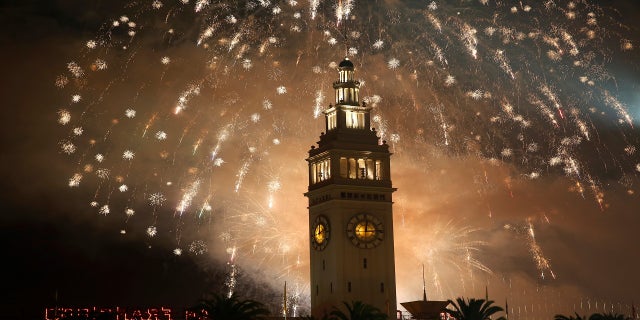 Fireworks illuminate the sky during the New Year celebrations in San Francisco in January 2018.
